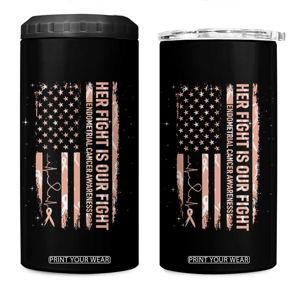 Patriotic Endometrial Cancer Awareness 4 in 1 Can Cooler Tumbler Her Fight Our Fight