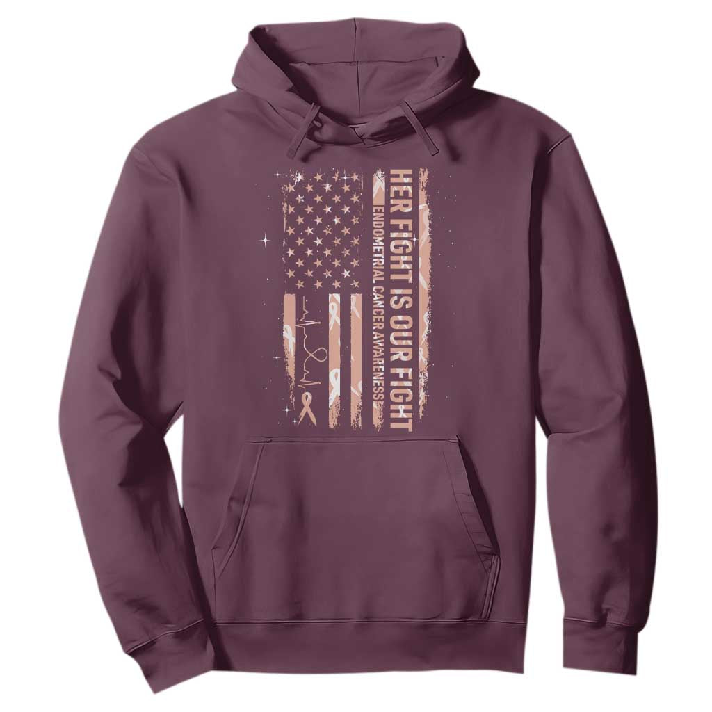 Patriotic Endometrial Cancer Awareness Hoodie Her Fight Our Fight