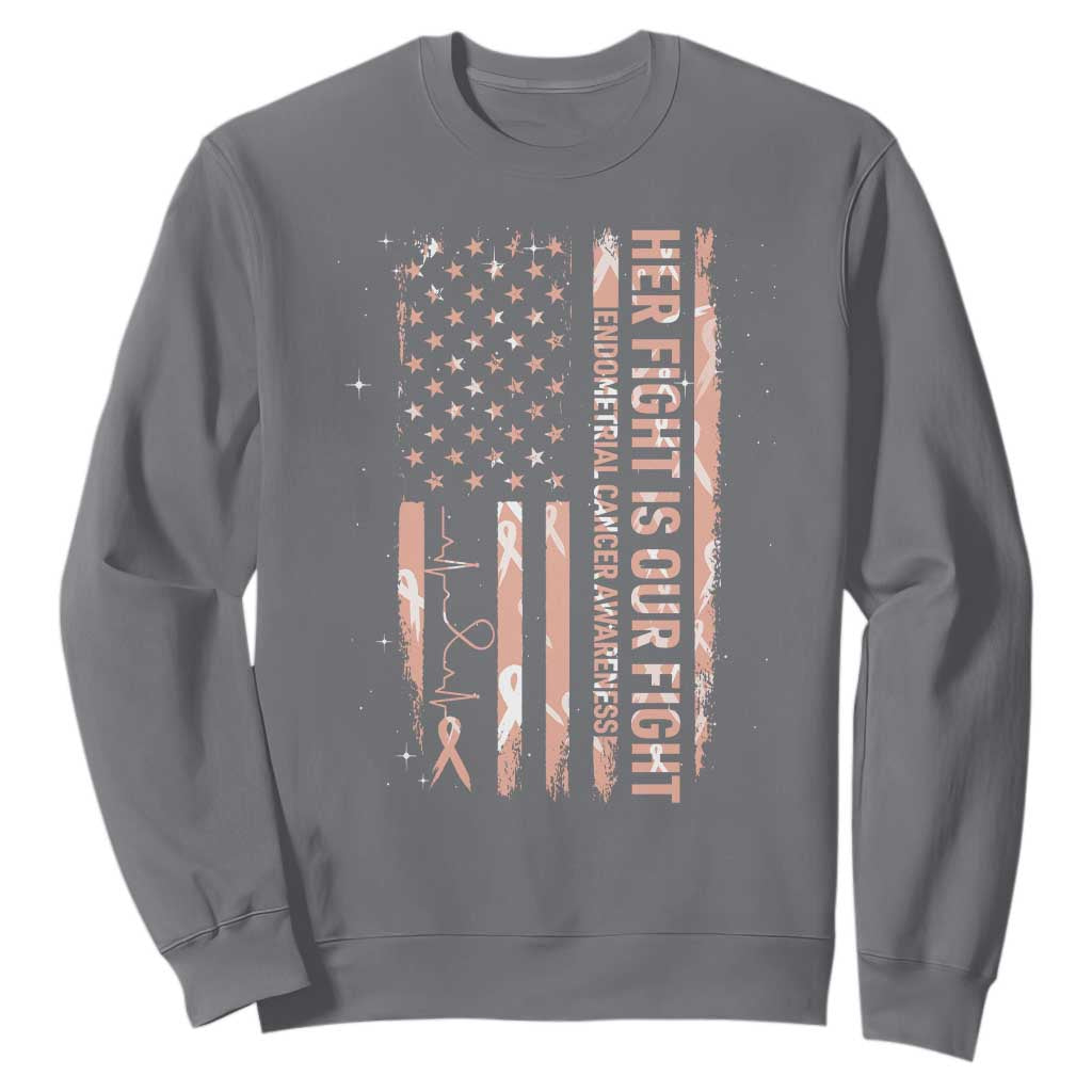 Patriotic Endometrial Cancer Awareness Sweatshirt Her Fight Our Fight