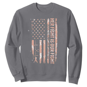 Patriotic Endometrial Cancer Awareness Sweatshirt Her Fight Our Fight