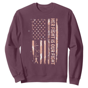 Patriotic Endometrial Cancer Awareness Sweatshirt Her Fight Our Fight