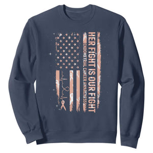 Patriotic Endometrial Cancer Awareness Sweatshirt Her Fight Our Fight