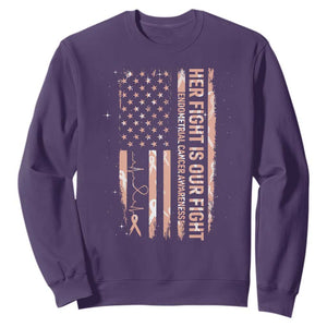 Patriotic Endometrial Cancer Awareness Sweatshirt Her Fight Our Fight