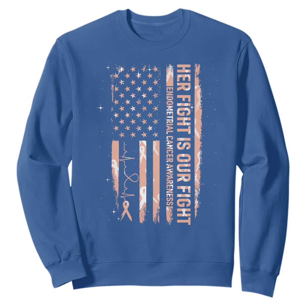 Patriotic Endometrial Cancer Awareness Sweatshirt Her Fight Our Fight