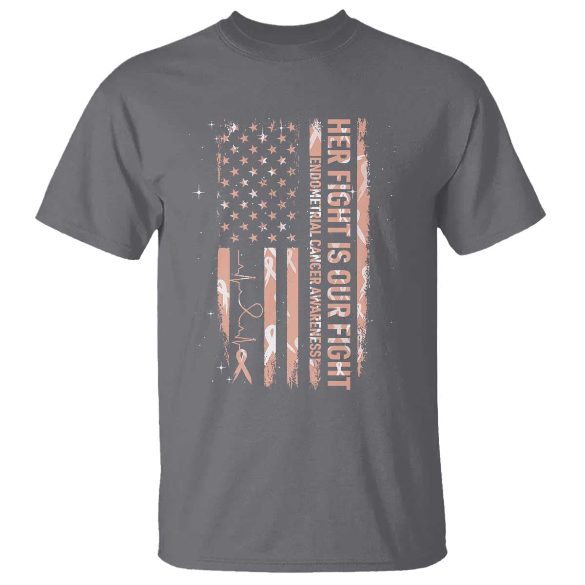 Patriotic Endometrial Cancer Awareness T Shirt Her Fight Our Fight