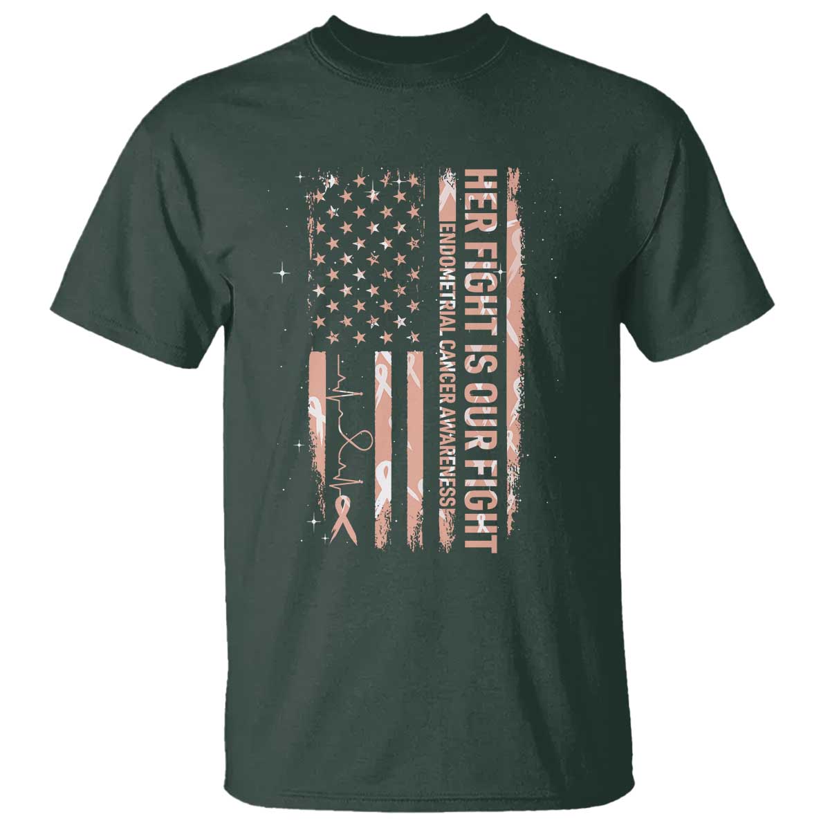 Patriotic Endometrial Cancer Awareness T Shirt Her Fight Our Fight