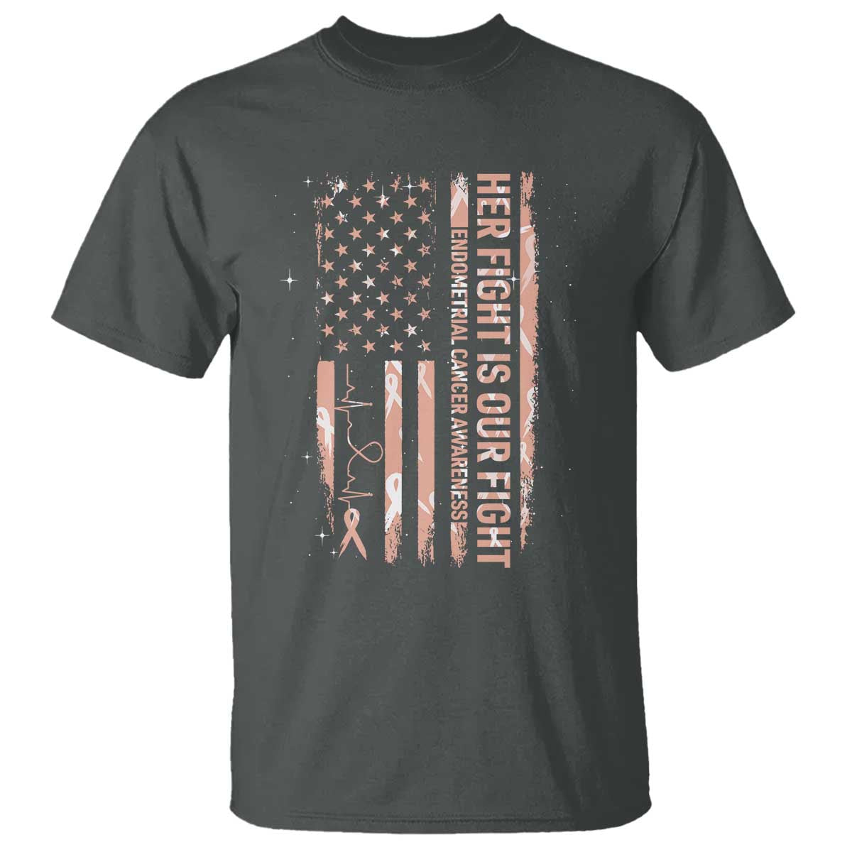 Patriotic Endometrial Cancer Awareness T Shirt Her Fight Our Fight
