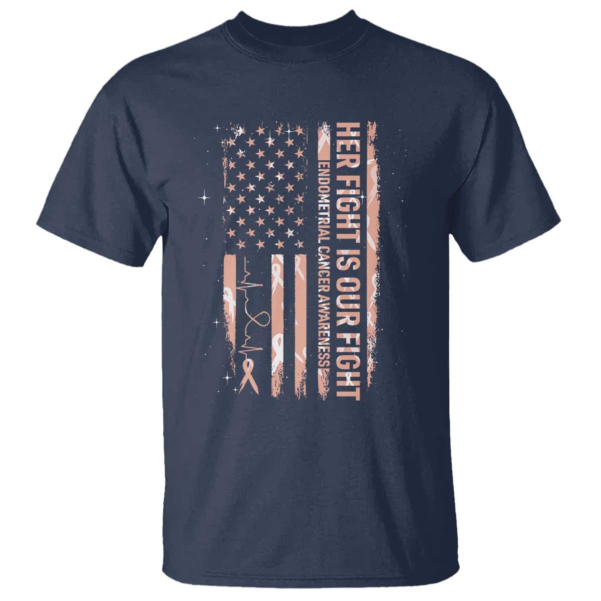 Patriotic Endometrial Cancer Awareness T Shirt Her Fight Our Fight