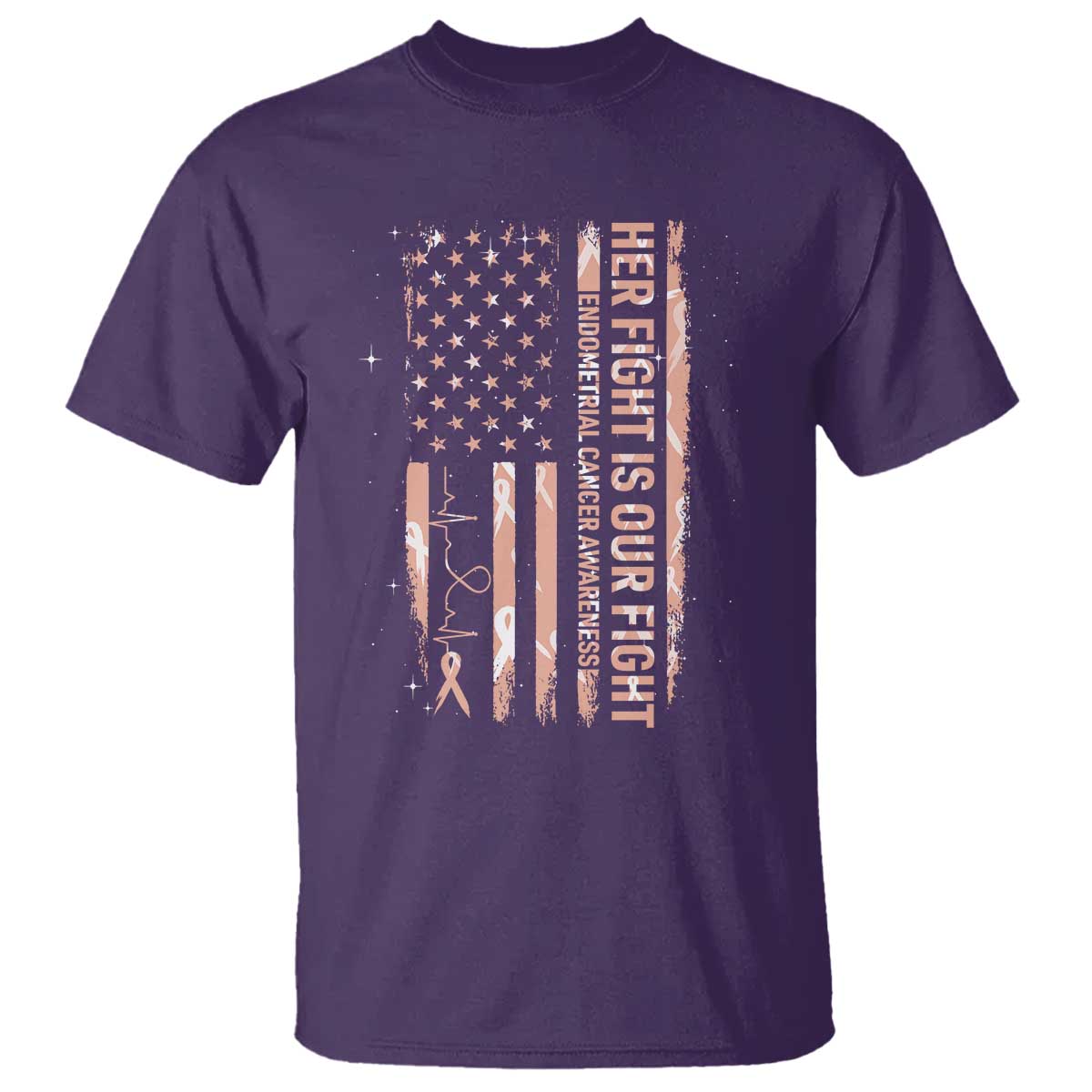 Patriotic Endometrial Cancer Awareness T Shirt Her Fight Our Fight