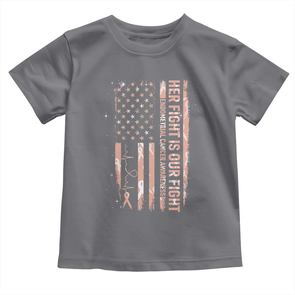 Patriotic Endometrial Cancer Awareness Toddler T Shirt Her Fight Our Fight