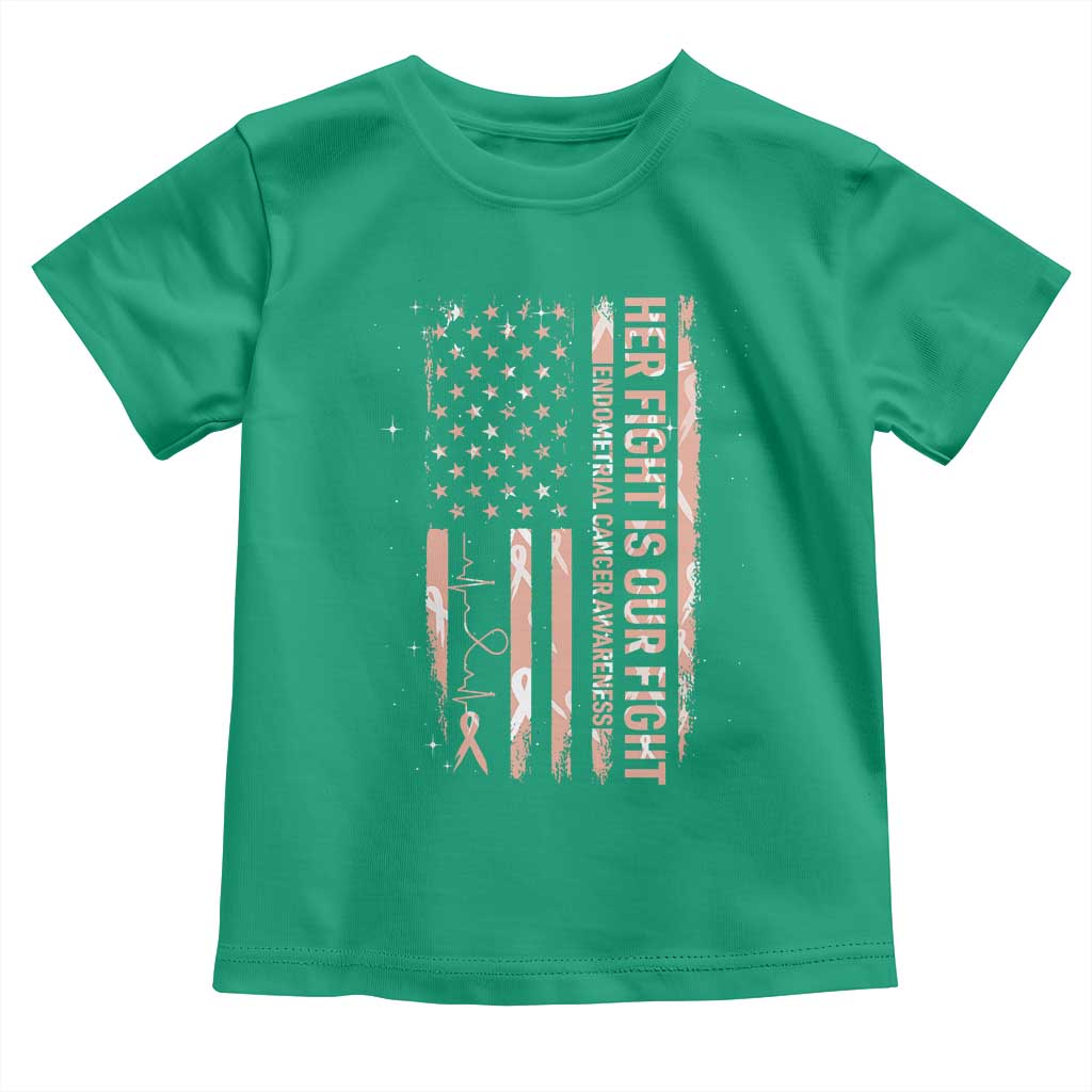 Patriotic Endometrial Cancer Awareness Toddler T Shirt Her Fight Our Fight