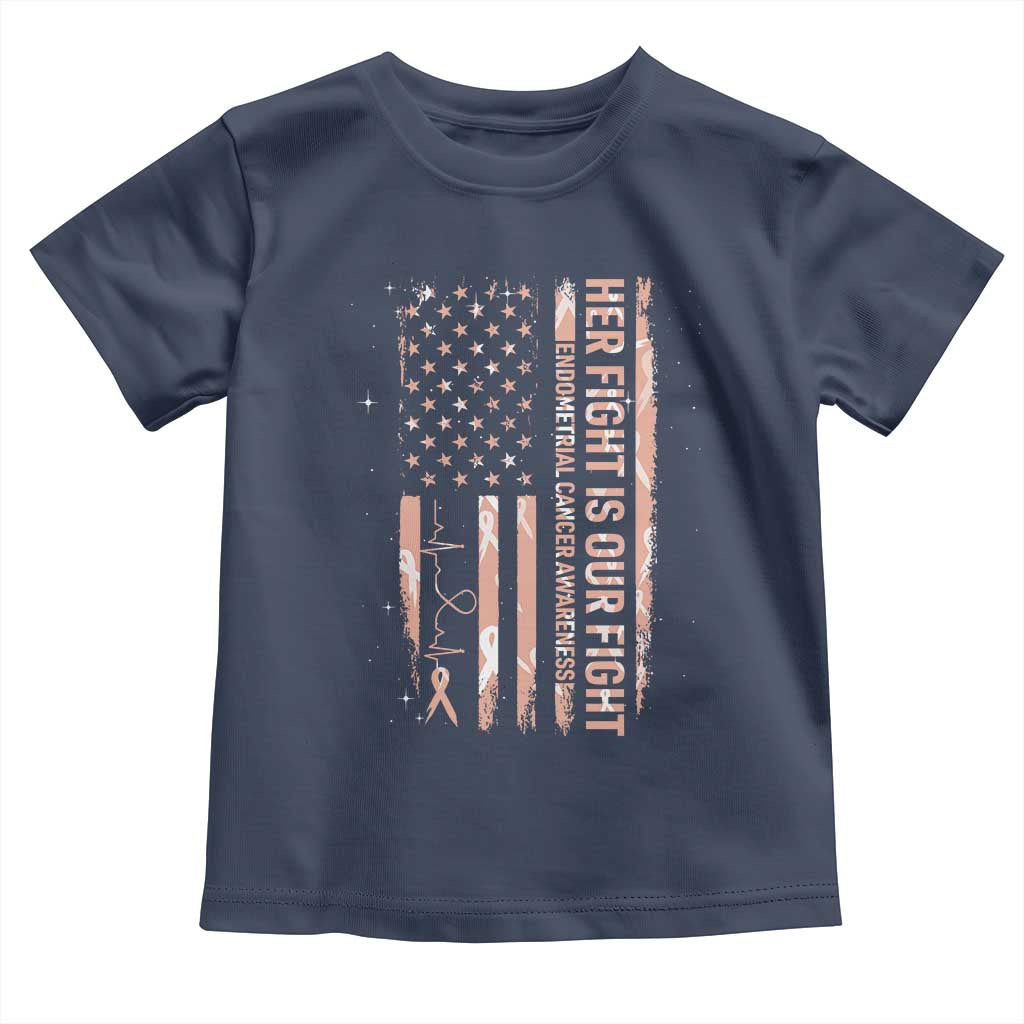 Patriotic Endometrial Cancer Awareness Toddler T Shirt Her Fight Our Fight