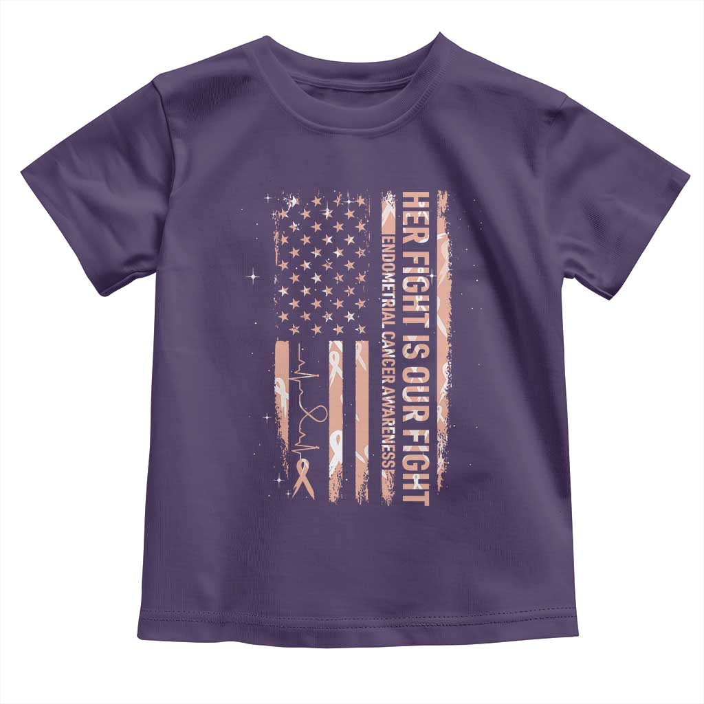 Patriotic Endometrial Cancer Awareness Toddler T Shirt Her Fight Our Fight