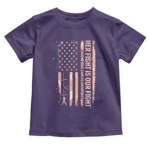 Patriotic Endometrial Cancer Awareness Toddler T Shirt Her Fight Our Fight
