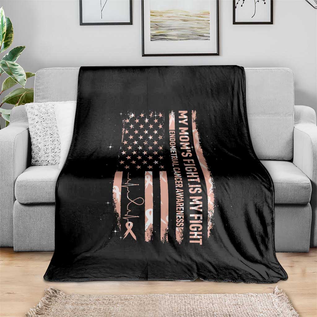 American Flag Endometrial Cancer Support Throw Blanket My Moms Fight My Fight
