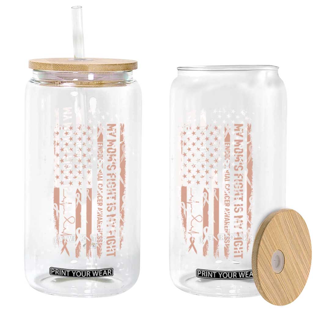 American Flag Endometrial Cancer Support Glass Can My Moms Fight My Fight