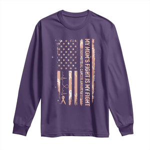 American Flag Endometrial Cancer Support Long Sleeve Shirt My Moms Fight My Fight