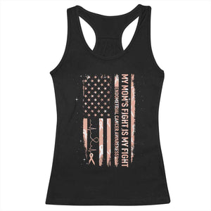 American Flag Endometrial Cancer Support Racerback Tank Top My Moms Fight My Fight