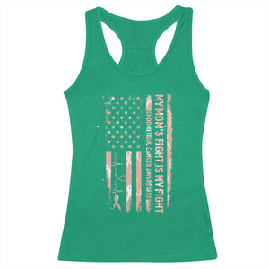 American Flag Endometrial Cancer Support Racerback Tank Top My Moms Fight My Fight