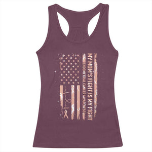 American Flag Endometrial Cancer Support Racerback Tank Top My Moms Fight My Fight