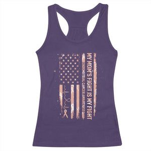 American Flag Endometrial Cancer Support Racerback Tank Top My Moms Fight My Fight