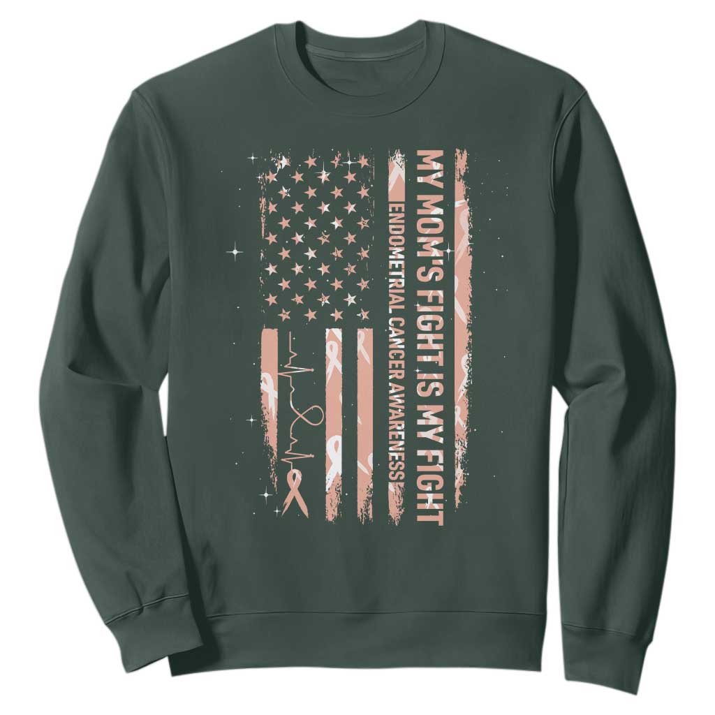 American Flag Endometrial Cancer Support Sweatshirt My Moms Fight My Fight