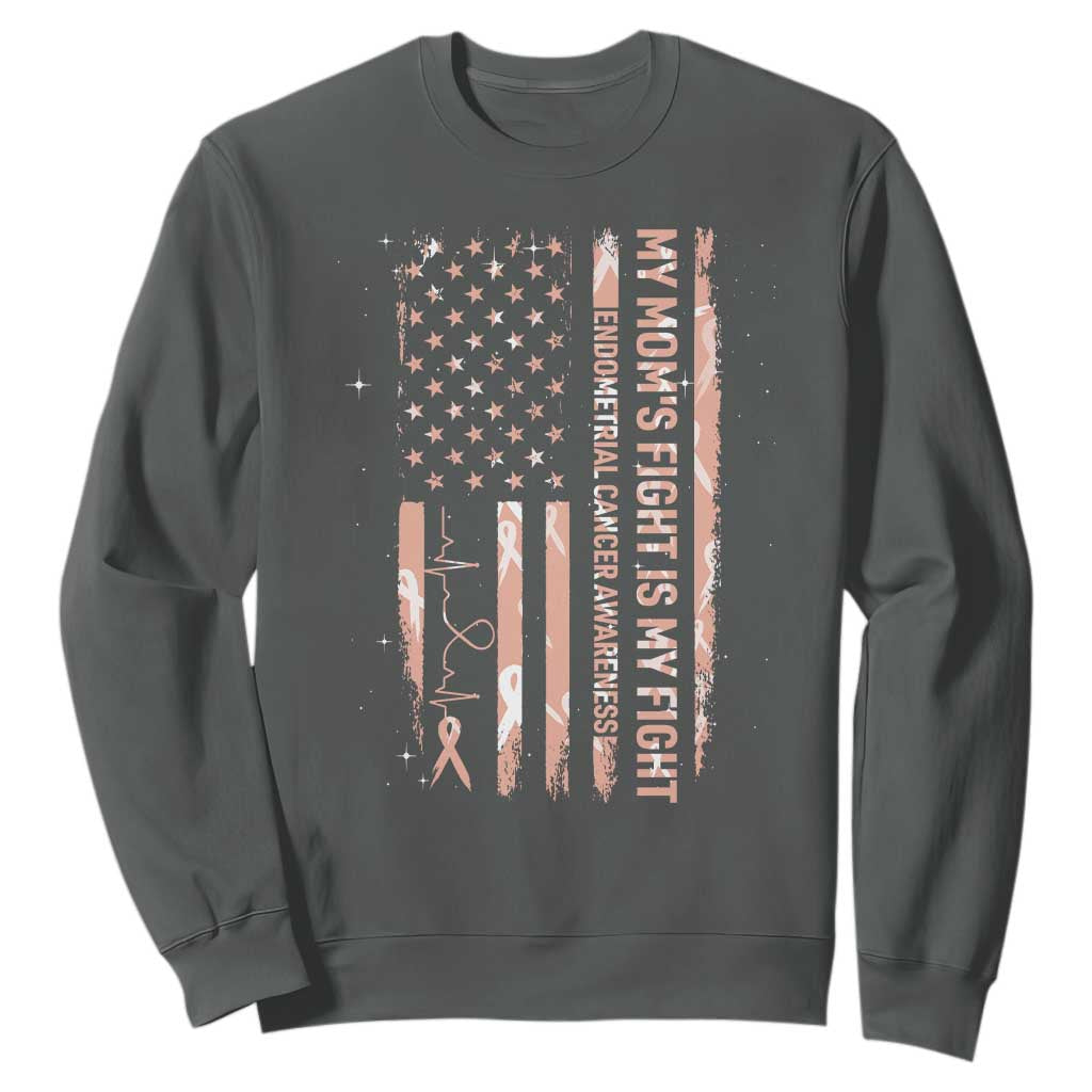 American Flag Endometrial Cancer Support Sweatshirt My Moms Fight My Fight