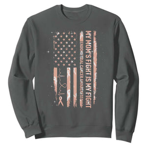 American Flag Endometrial Cancer Support Sweatshirt My Moms Fight My Fight