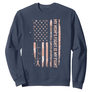 American Flag Endometrial Cancer Support Sweatshirt My Moms Fight My Fight