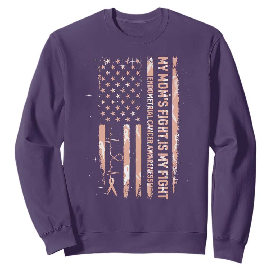 American Flag Endometrial Cancer Support Sweatshirt My Moms Fight My Fight