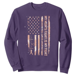 American Flag Endometrial Cancer Support Sweatshirt My Moms Fight My Fight