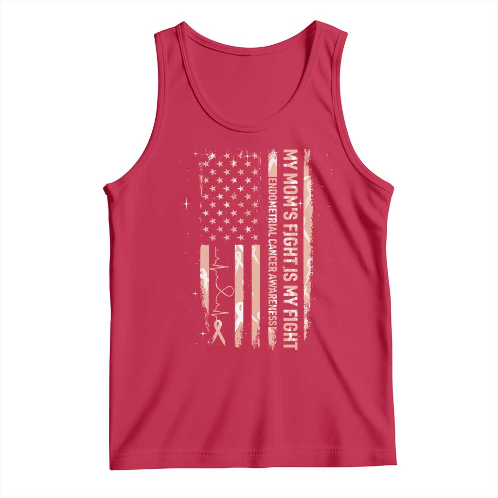 American Flag Endometrial Cancer Support Tank Top My Moms Fight My Fight