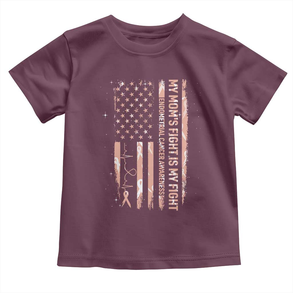 American Flag Endometrial Cancer Support Toddler T Shirt My Moms Fight My Fight