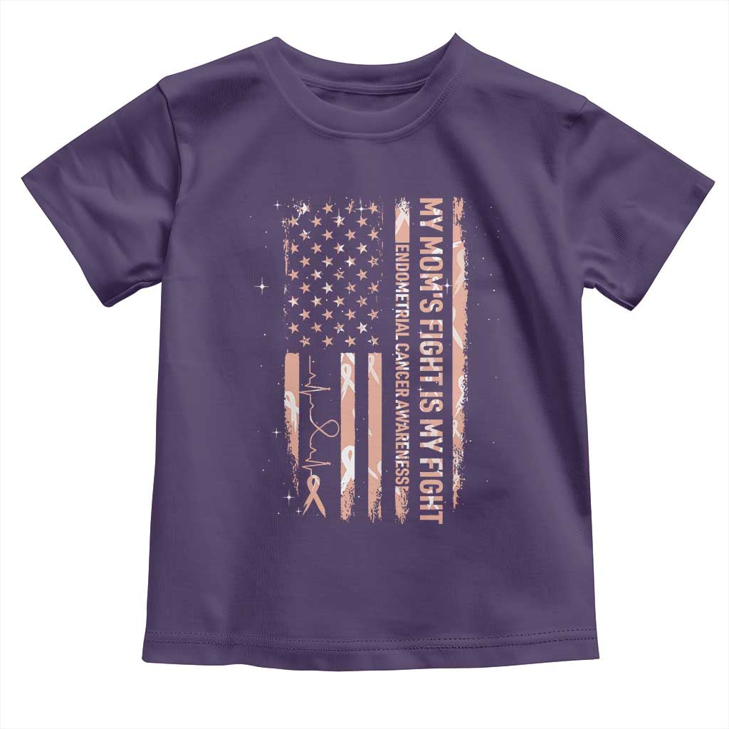 American Flag Endometrial Cancer Support Toddler T Shirt My Moms Fight My Fight