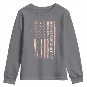 American Flag Endometrial Cancer Support Youth Sweatshirt My Moms Fight My Fight