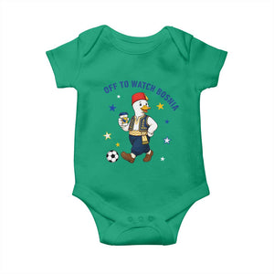 Off To Watch Bosnia Baby Onesie Funny Goose Fudbal Fan Gift