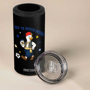 Off To Watch Bosnia 4 in 1 Can Cooler Tumbler Funny Goose Fudbal Fan Gift