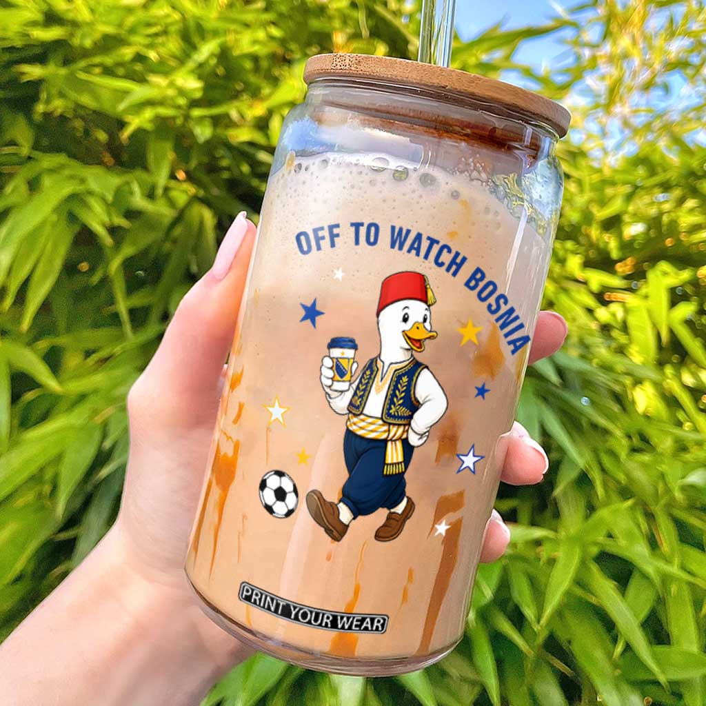 Off To Watch Bosnia Glass Can Funny Goose Fudbal Fan Gift