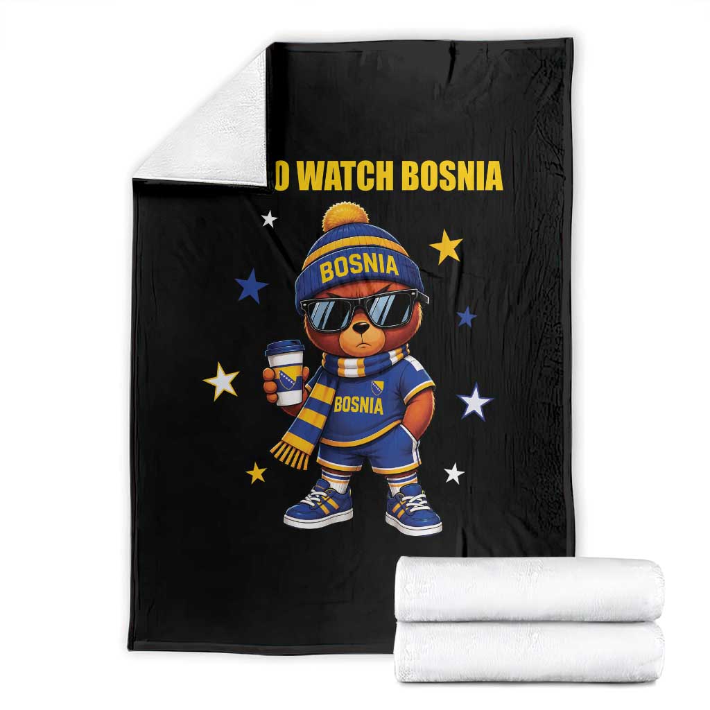 Bosnian Teddy Bear Fudbal Fan Throw Blanket Off To Watch Bosnia TS12 Black Print Your Wear