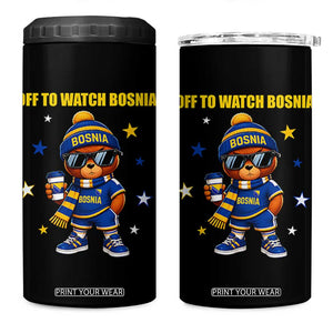 Bosnian Teddy Bear Fudbal Fan 4 in 1 Can Cooler Tumbler Off To Watch Bosnia