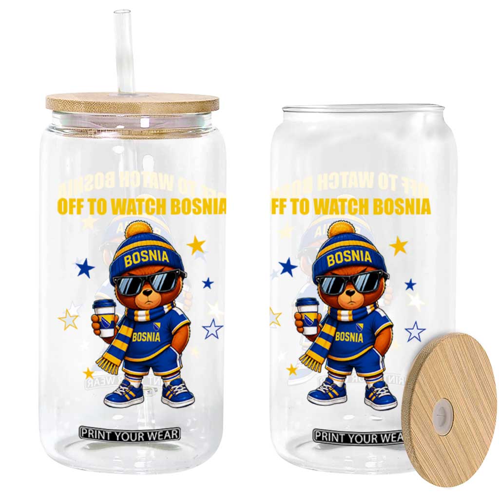 Bosnian Teddy Bear Fudbal Fan Glass Can Off To Watch Bosnia