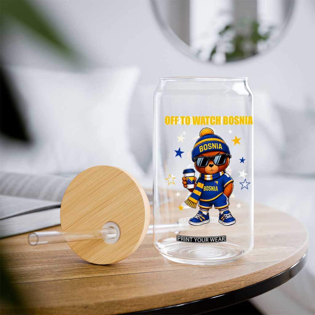 Bosnian Teddy Bear Fudbal Fan Glass Can Off To Watch Bosnia