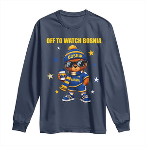 Bosnian Teddy Bear Fudbal Fan Long Sleeve Shirt Off To Watch Bosnia
