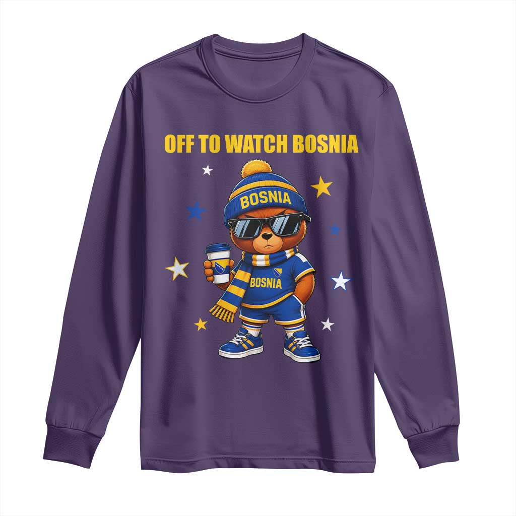 Bosnian Teddy Bear Fudbal Fan Long Sleeve Shirt Off To Watch Bosnia
