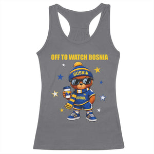 Bosnian Teddy Bear Fudbal Fan Racerback Tank Top Off To Watch Bosnia