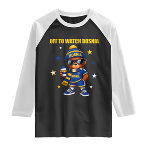 Bosnian Teddy Bear Fudbal Fan Raglan Shirt Off To Watch Bosnia