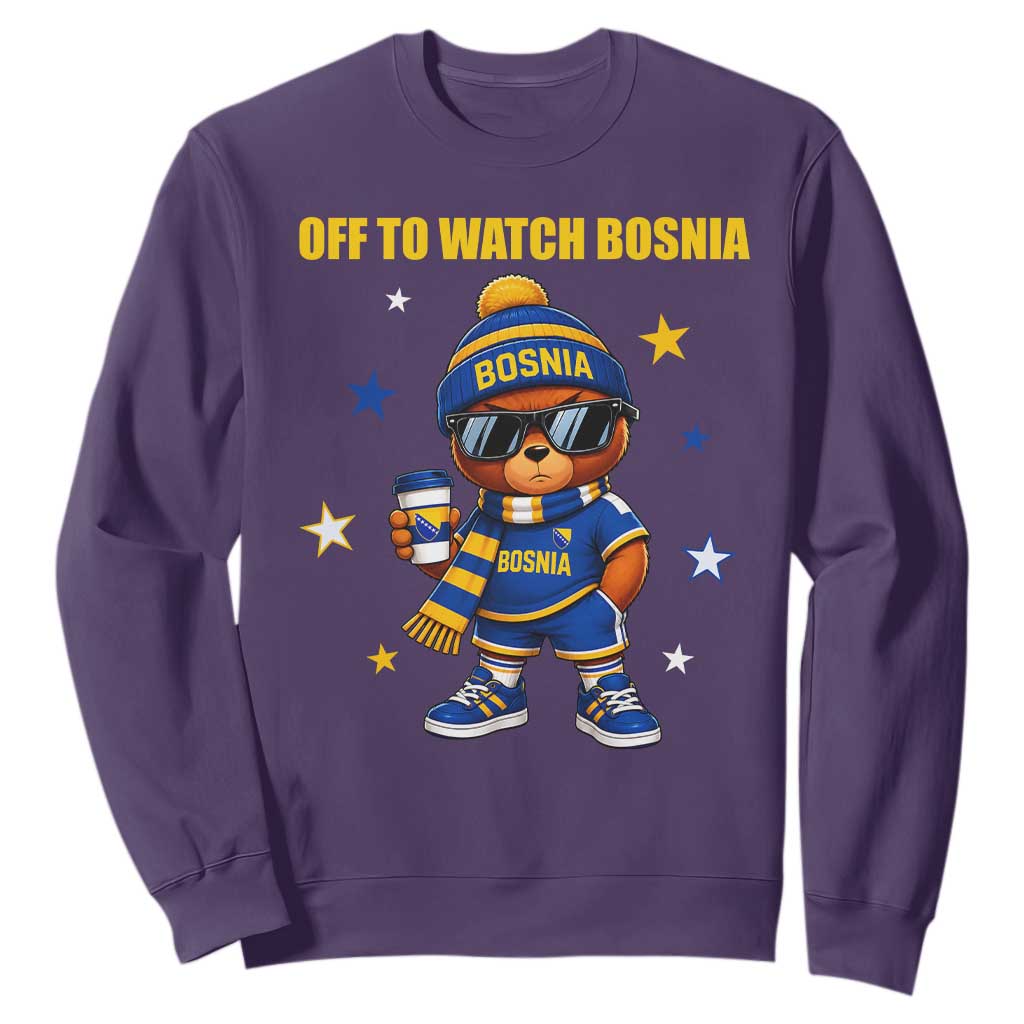Bosnian Teddy Bear Fudbal Fan Sweatshirt Off To Watch Bosnia