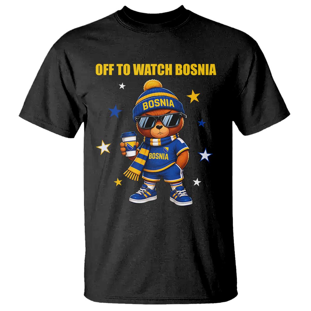 Bosnian Teddy Bear Fudbal Fan T Shirt Off To Watch Bosnia