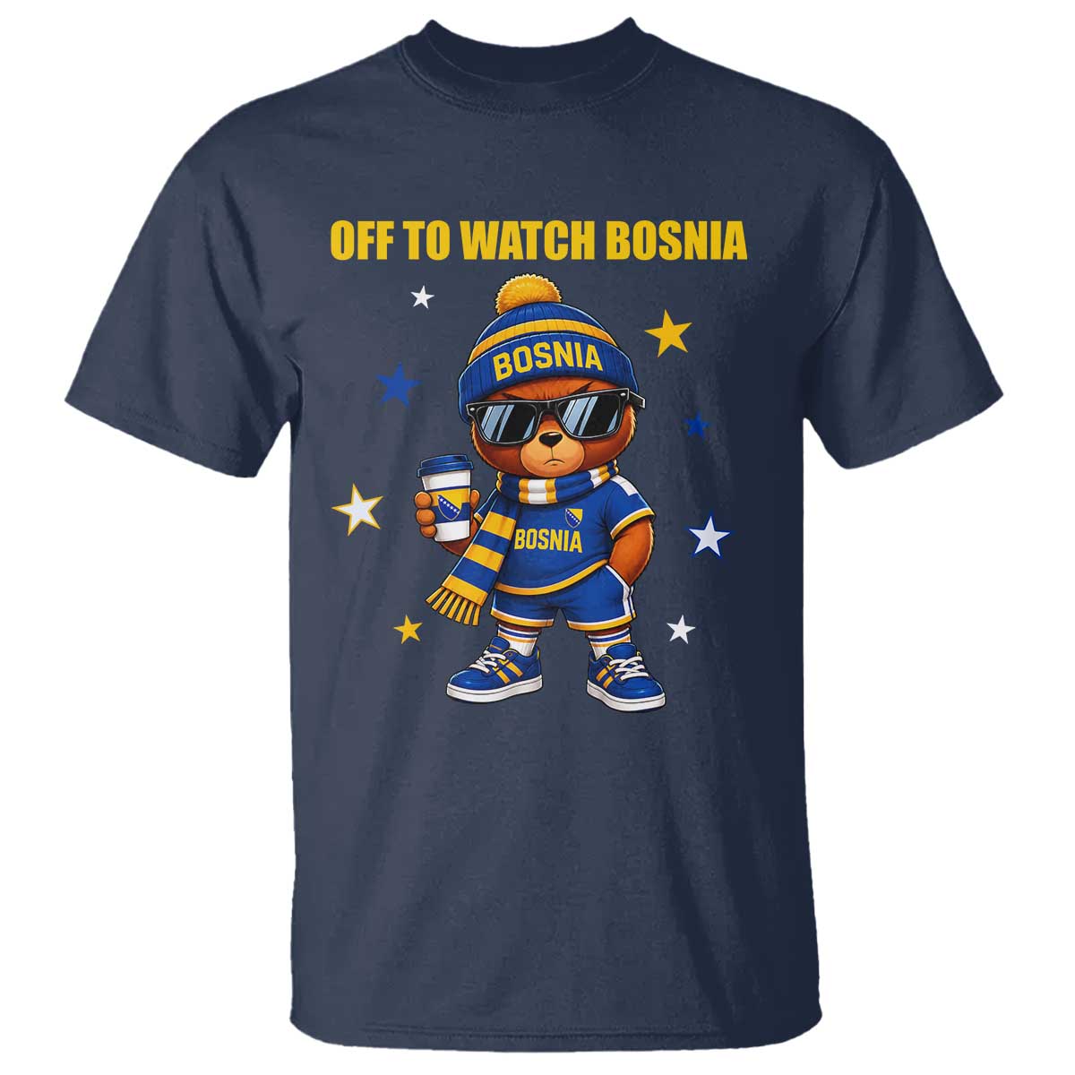 Bosnian Teddy Bear Fudbal Fan T Shirt Off To Watch Bosnia