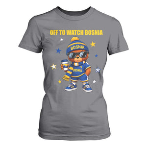 Bosnian Teddy Bear Fudbal Fan T Shirt For Women Off To Watch Bosnia